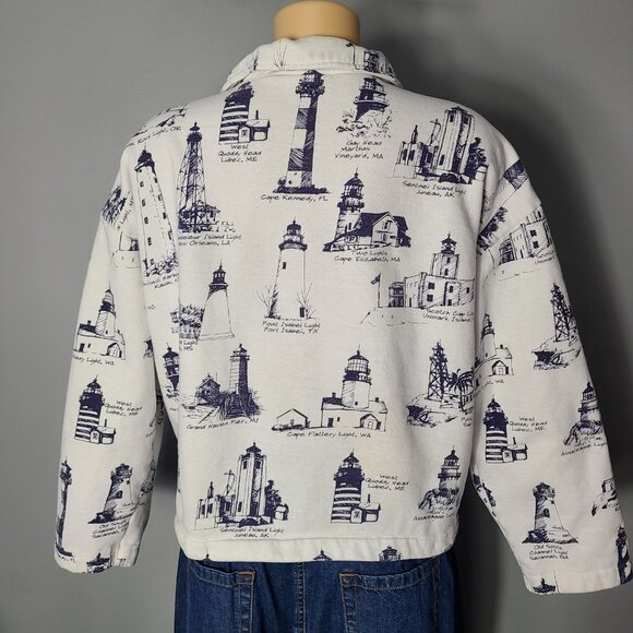 Lighthouse Vintage Sweatshirt Cardigan 90s Oversized Sz Large Fisherman Comfy - Picture 5 of 11